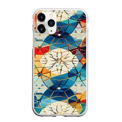 Чехол iPhone 11 Pro матовый Geometric mosaic, цвет: 3D-белый