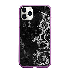 Чехол iPhone 11 Pro матовый White dragon - grunge