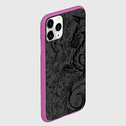 Чехол iPhone 11 Pro матовый Black dragon - grunge, цвет: 3D-фиолетовый — фото 2