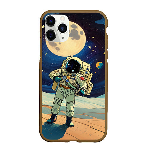 Чехол iPhone 11 Pro матовый Космонавт в ледяной пустыне / 3D-Коричневый – фото 1