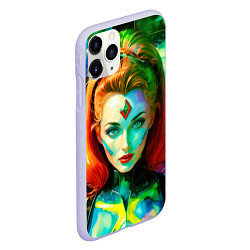 Чехол iPhone 11 Pro матовый Девушка киборг с рыжими волосами, цвет: 3D-светло-сиреневый — фото 2