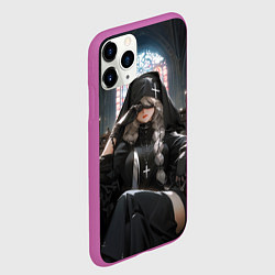 Чехол iPhone 11 Pro матовый Монашка 2b от нейросети, цвет: 3D-фиолетовый — фото 2