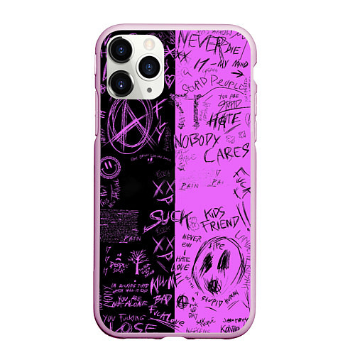 Чехол iPhone 11 Pro матовый Dead inside purple black / 3D-Розовый – фото 1