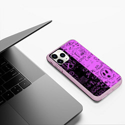 Чехол iPhone 11 Pro матовый Dead inside purple black, цвет: 3D-розовый — фото 2