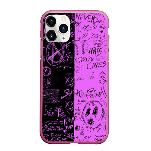 Чехол iPhone 11 Pro матовый Dead inside purple black / 3D-Малиновый – фото 1