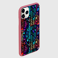 Чехол iPhone 11 Pro матовый Флуоресцентные Цветы, цвет: 3D-малиновый — фото 2