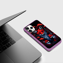 Чехол iPhone 11 Pro матовый Красный лис и грибы, цвет: 3D-фиолетовый — фото 2