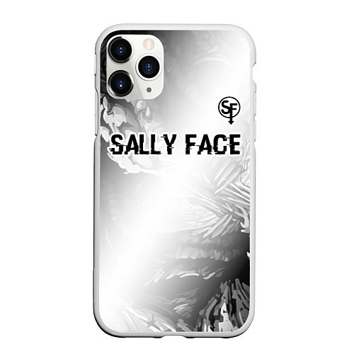 Чехол iPhone 11 Pro матовый Sally Face glitch на светлом фоне: символ сверху / 3D-Белый – фото 1