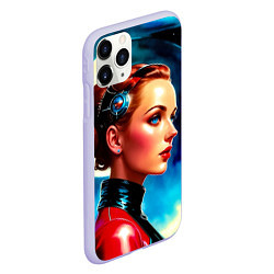 Чехол iPhone 11 Pro матовый Девушка связист в космосе, цвет: 3D-светло-сиреневый — фото 2
