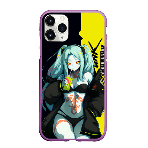 Чехол iPhone 11 Pro матовый Rebecca - Cyberpunk Edgerunners / 3D-Фиолетовый – фото 1