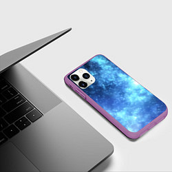 Чехол iPhone 11 Pro матовый Яркие звёзды в космосе, цвет: 3D-фиолетовый — фото 2