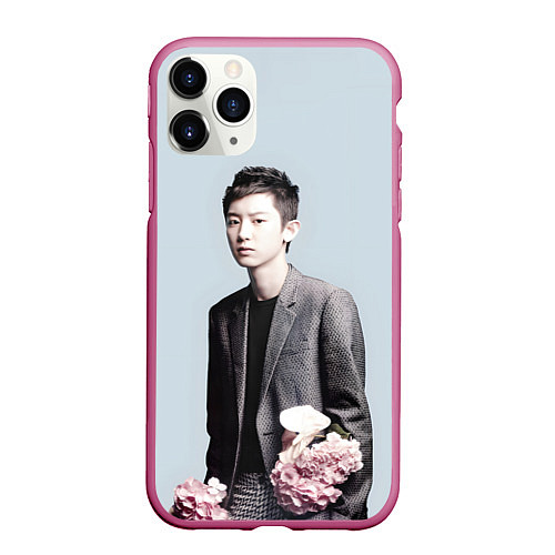 Чехол iPhone 11 Pro матовый Chanyeol / 3D-Малиновый – фото 1