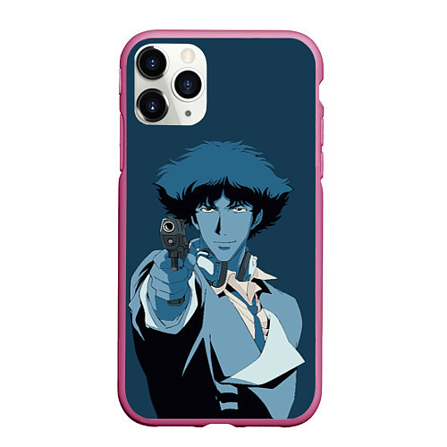 Чехол iPhone 11 Pro матовый Spike Spiegel blue / 3D-Малиновый – фото 1