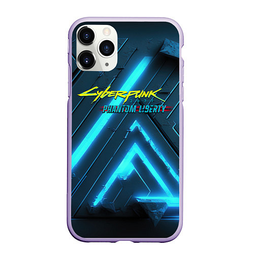 Чехол iPhone 11 Pro матовый Cyberpunk neon style / 3D-Светло-сиреневый – фото 1