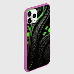Чехол iPhone 11 Pro матовый Green black abstract, цвет: 3D-фиолетовый — фото 2