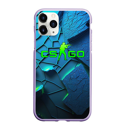 Чехол iPhone 11 Pro матовый CS GO blue green style / 3D-Светло-сиреневый – фото 1