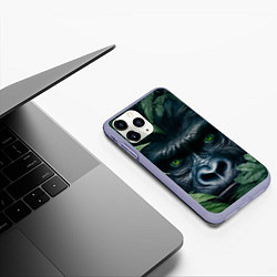 Чехол iPhone 11 Pro матовый Крупная морда гориллы, цвет: 3D-светло-сиреневый — фото 2