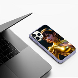 Чехол iPhone 11 Pro матовый Девушка в золотом чешуйчатом костюме, цвет: 3D-светло-сиреневый — фото 2