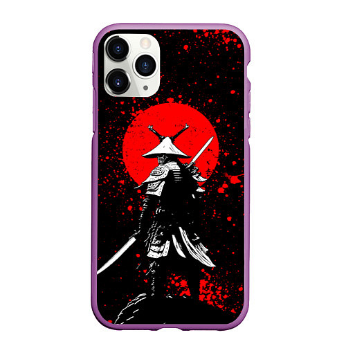 Чехол iPhone 11 Pro матовый Призрак цусимы - самурай / 3D-Фиолетовый – фото 1
