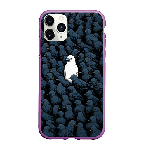 Чехол iPhone 11 Pro матовый White crow / 3D-Фиолетовый – фото 1