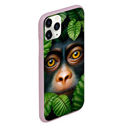 Чехол iPhone 11 Pro матовый Черная обезьянка, цвет: 3D-розовый — фото 2