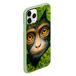 Чехол iPhone 11 Pro матовый Обезьянка в джунгли, цвет: 3D-салатовый — фото 2
