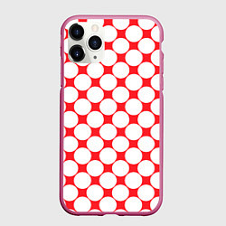 Чехол iPhone 11 Pro матовый Узор в красное ретро-яблоко, цвет: 3D-малиновый