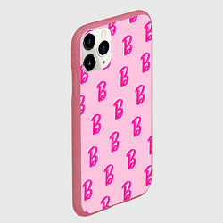 Чехол iPhone 11 Pro матовый Барби паттерн буква B, цвет: 3D-малиновый — фото 2
