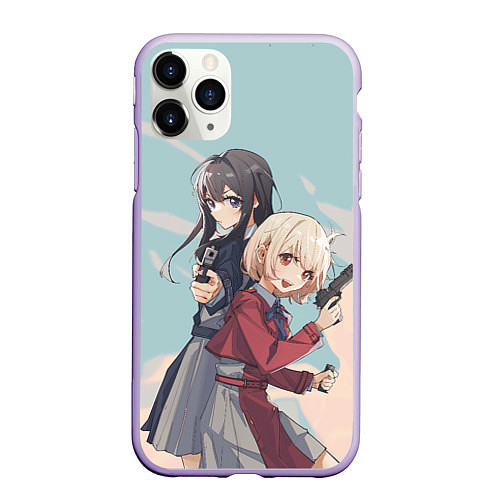 Чехол iPhone 11 Pro матовый Takina Inoue and Chisato Nishikigi - Lycoris Recoi / 3D-Светло-сиреневый – фото 1