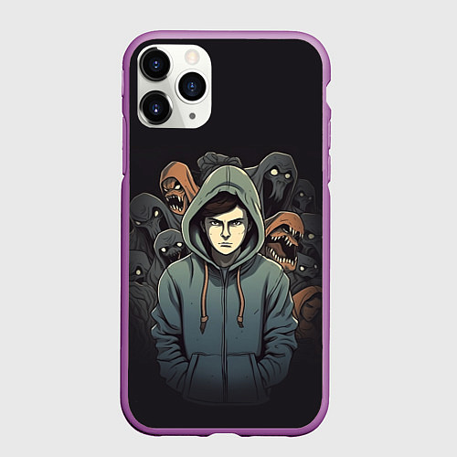 Чехол iPhone 11 Pro матовый Крик страха / 3D-Фиолетовый – фото 1