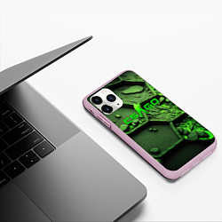 Чехол iPhone 11 Pro матовый CSGO green abstract, цвет: 3D-розовый — фото 2