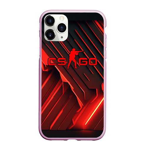 Чехол iPhone 11 Pro матовый CS GO red neon / 3D-Розовый – фото 1