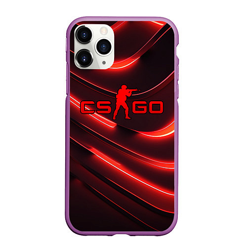 Чехол iPhone 11 Pro матовый CS GO red neon / 3D-Фиолетовый – фото 1