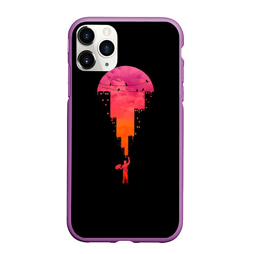 Чехол iPhone 11 Pro матовый Творческий город / 3D-Фиолетовый – фото 1