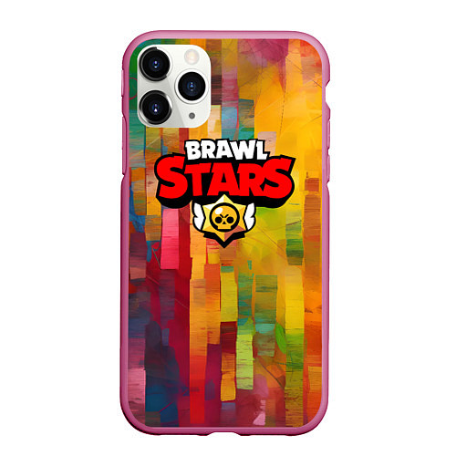 Чехол iPhone 11 Pro матовый Brawl Stars Logo Color / 3D-Малиновый – фото 1