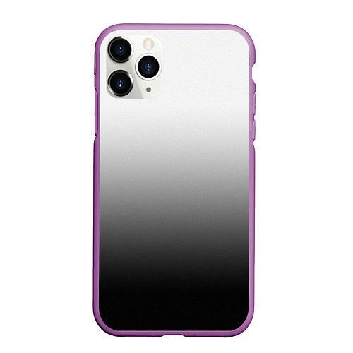 Чехол iPhone 11 Pro матовый Бело-чёрный градиент / 3D-Фиолетовый – фото 1