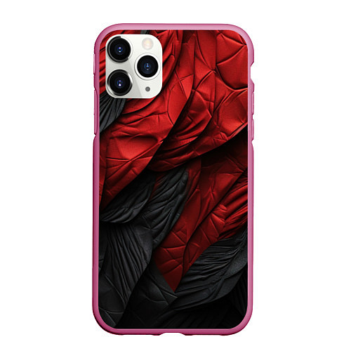 Чехол iPhone 11 Pro матовый Red black texture / 3D-Малиновый – фото 1