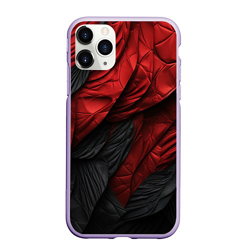 Чехол iPhone 11 Pro матовый Red black texture / 3D-Светло-сиреневый – фото 1