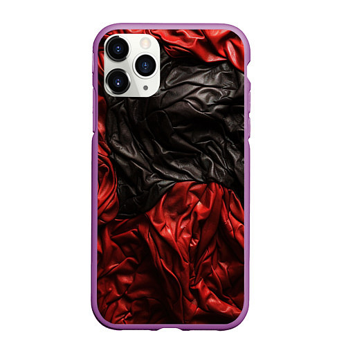 Чехол iPhone 11 Pro матовый Black red texture / 3D-Фиолетовый – фото 1