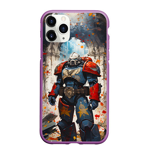 Чехол iPhone 11 Pro матовый Космодесант - Warhammer 40k / 3D-Фиолетовый – фото 1