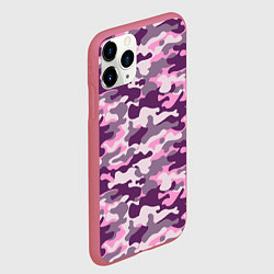 Чехол iPhone 11 Pro матовый Модный камуфляж - милитари, цвет: 3D-малиновый — фото 2
