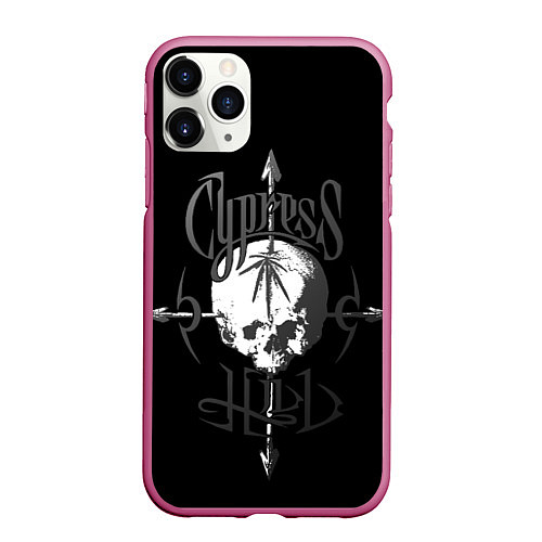 Чехол iPhone 11 Pro матовый Cypress hill - arrows skull / 3D-Малиновый – фото 1