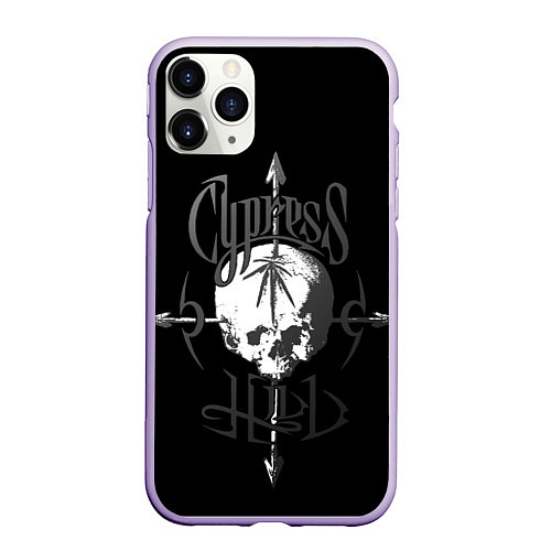 Чехол iPhone 11 Pro матовый Cypress hill - arrows skull / 3D-Светло-сиреневый – фото 1