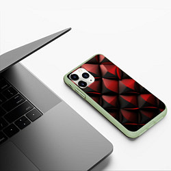 Чехол iPhone 11 Pro матовый Объемная текстура красная кожа, цвет: 3D-салатовый — фото 2