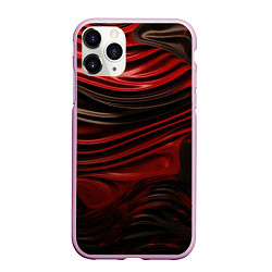 Чехол iPhone 11 Pro матовый Кожаная красная и черная текстура, цвет: 3D-розовый