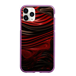 Чехол iPhone 11 Pro матовый Кожаная красная и черная текстура, цвет: 3D-фиолетовый