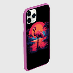 Чехол iPhone 11 Pro матовый Розовый фламинго среди пальм, цвет: 3D-фиолетовый — фото 2