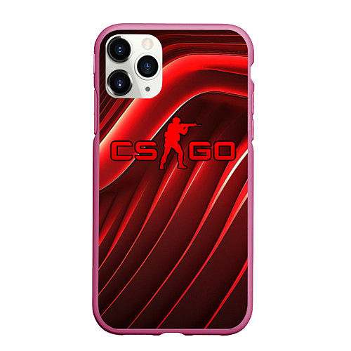 Чехол iPhone 11 Pro матовый CS GO red abstract / 3D-Малиновый – фото 1
