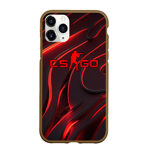 Чехол iPhone 11 Pro матовый CSGO red abstract / 3D-Коричневый – фото 1