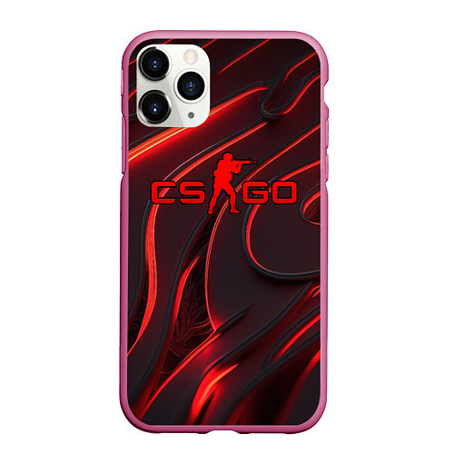 Чехол iPhone 11 Pro матовый CSGO red abstract / 3D-Малиновый – фото 1